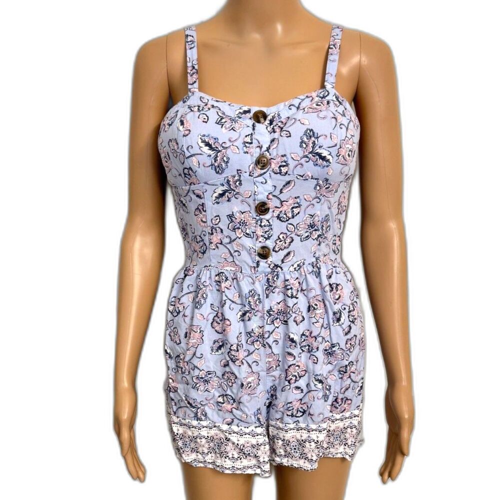 2/$40 WallFlower Periwinkle Blue Floral Print Romper